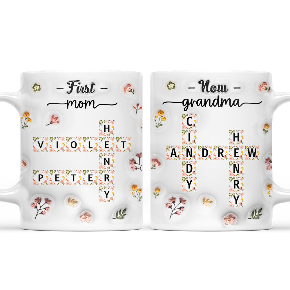 Personalized coffee mugs for grandmas - First Mom Now Nana Flower ...