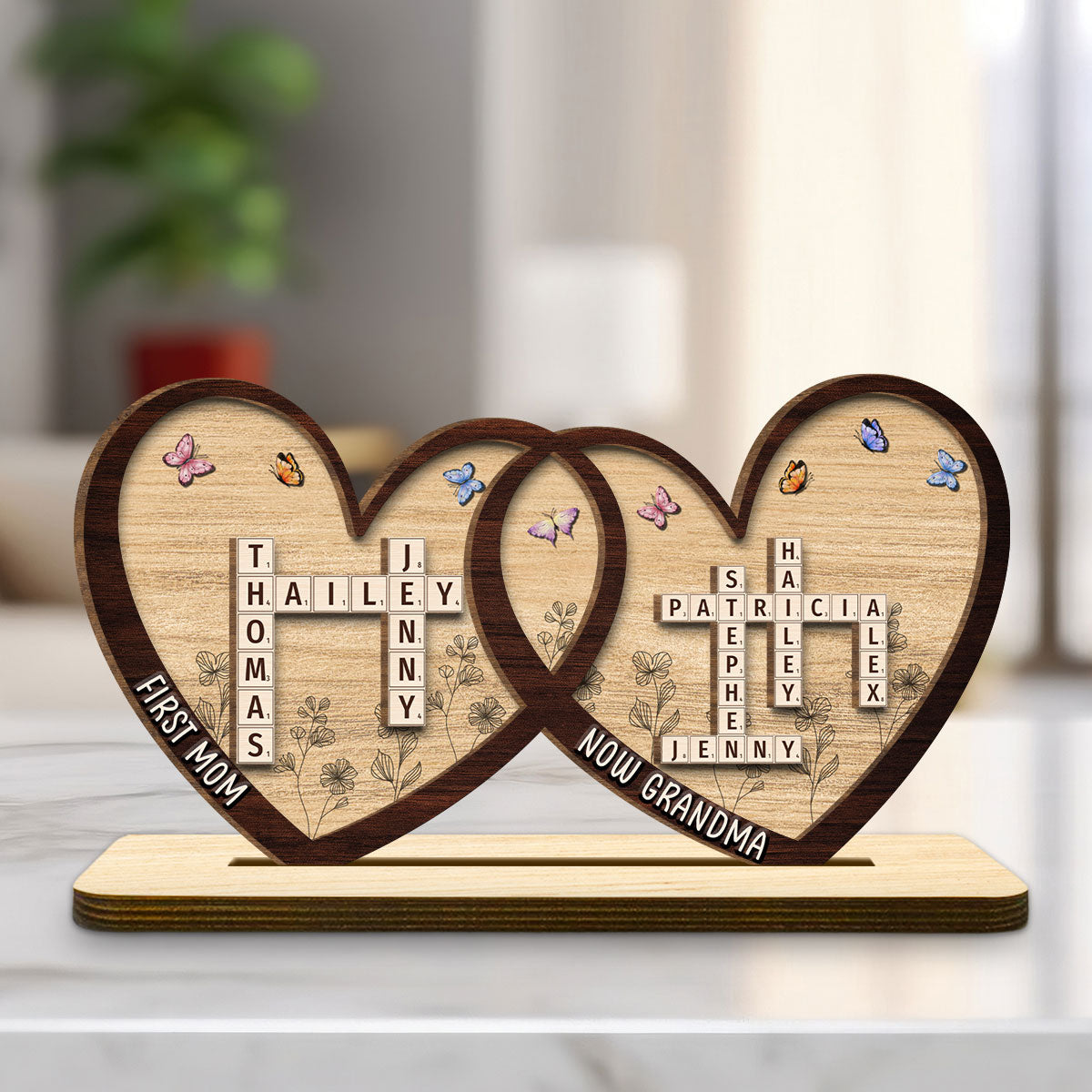 First Mom Now Grandma - Personalized Custom 2-Layer Wood Plaque With F ...