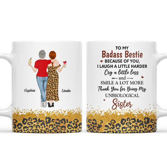 Because Of You I Laugh A Little Harder - Personalized Custom Coffee Mug