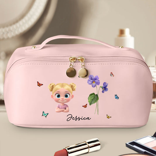 Every Child Is A Wildflower - Personalized Custom Leather Makeup Bag