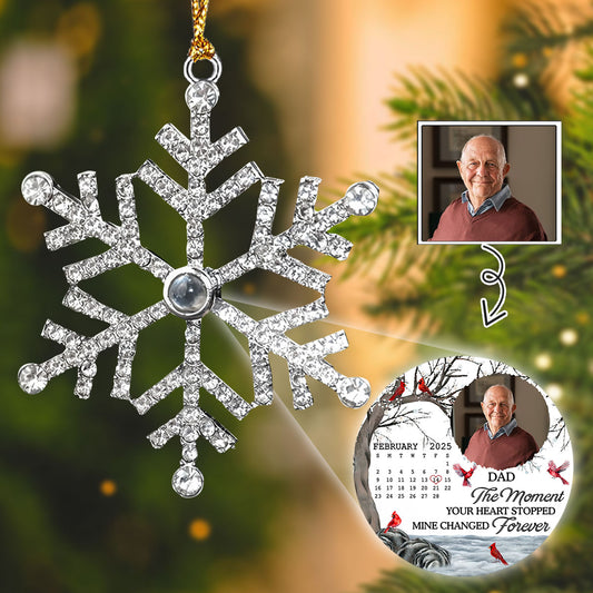 My Heart Changed Forever - Personalized Custom Photo Snowflake Projection Ornament