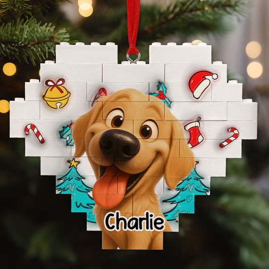 Santa Is Coming - Personalized Custom 3D Effect Heart Puzzle Ornament