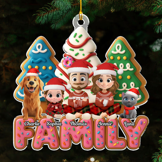 Sweet Family With Pet - Personalized Custom Acrylic Ornament