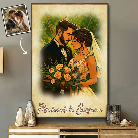 Custom Couple Photo Retro Style - Personalized Custom Poster