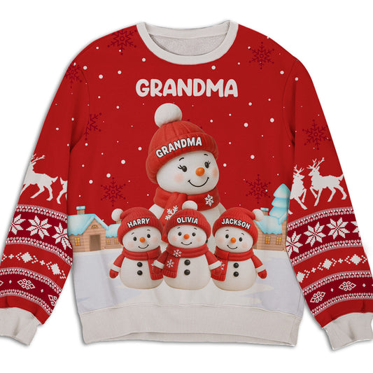 Grandma And Grandkids Snow - Personalized Custom All-Over-Print Sweatshirt
