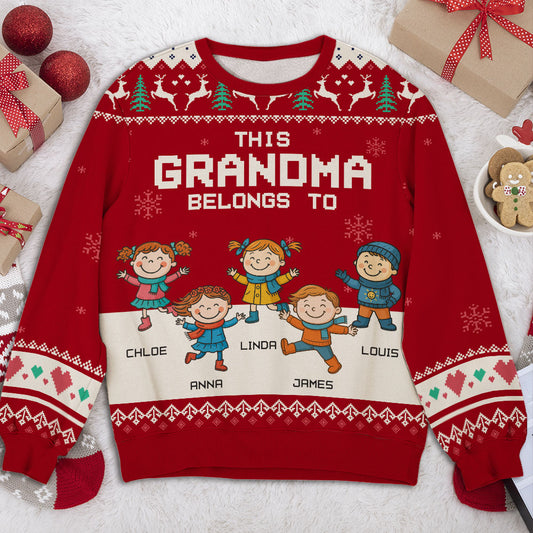 This Grandma Belongs To Grandkids - Personalized Custom All-Over-Print Sweatshirt