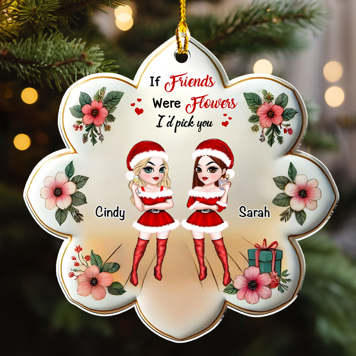 Friends Were Flowers - Personalized Custom Acrylic Ornament – Wrappiness Gifts