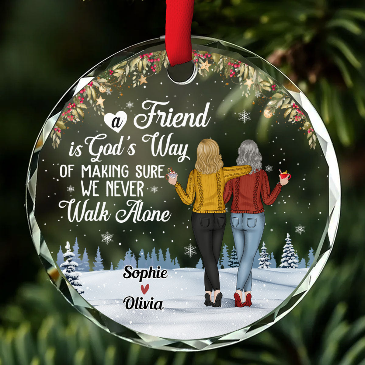 We Never Walk Alone - Personalized Custom Glass Ornament – Wrappiness Gifts