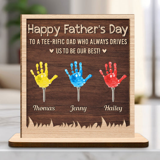 Best Dad By Par - Personalized Custom 2-Layer Wood Plaque With Flat Base