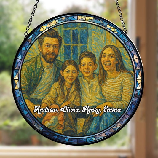 Family Portrait - Personalized Custom Window Hanging Suncatcher