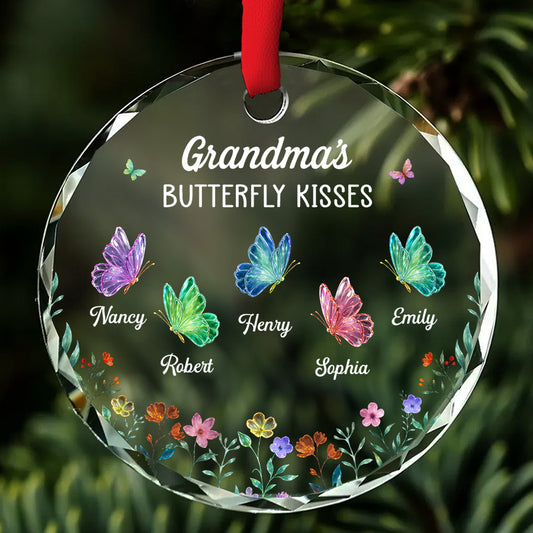 Grandma Kisses - Personalized Custom Glass Ornament