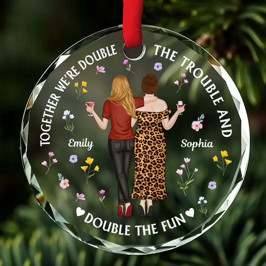 Two Souls One Crazy Journey - Personalized Custom Glass Ornament
