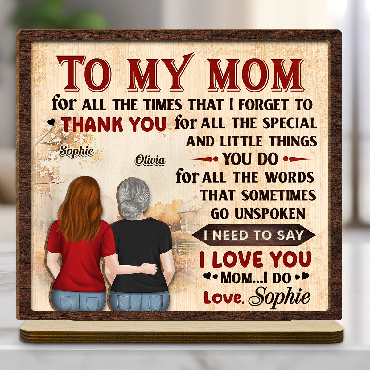 My Love - Personalized Custom 2-Layer Wood Plaque With Flat Base – Gifts