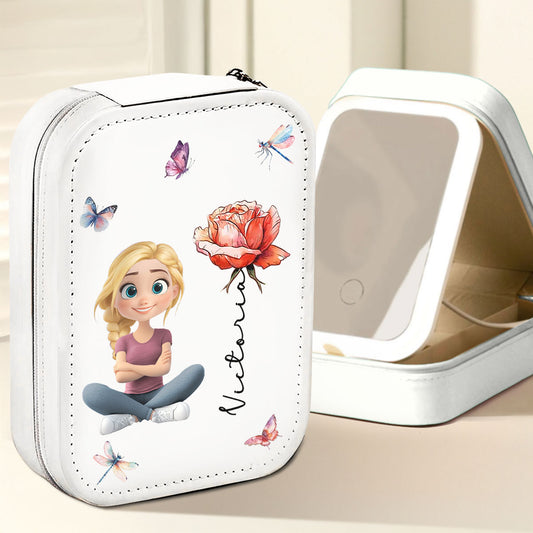 Blossomed Soul - Personalized Custom Jewelry Box With LED Mirror