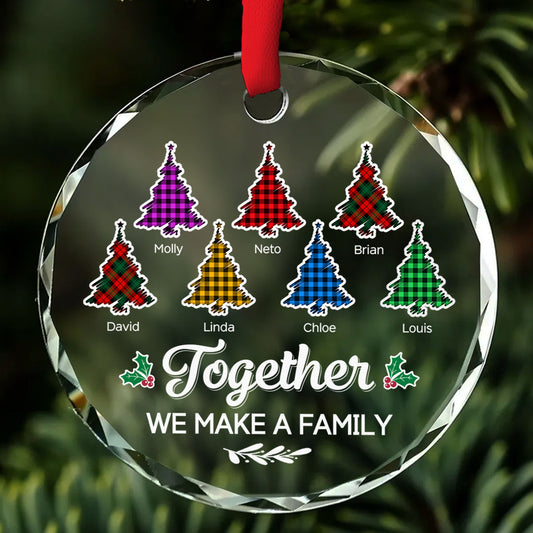 Together We Make A Family - Personalized Custom Glass Ornament