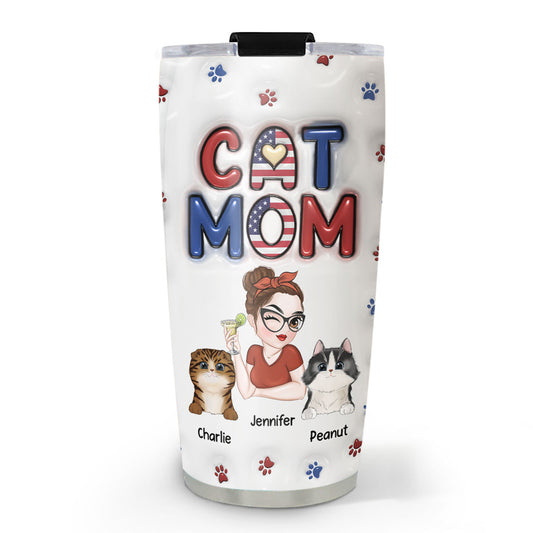 Lovely Cat Mom Version 3 - Personalized 3D Inflated Effect Tumbler