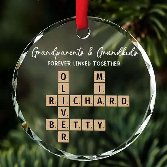 Grandparents With Grandkids Love Lasts Forever - Personalized Custom Glass Ornament