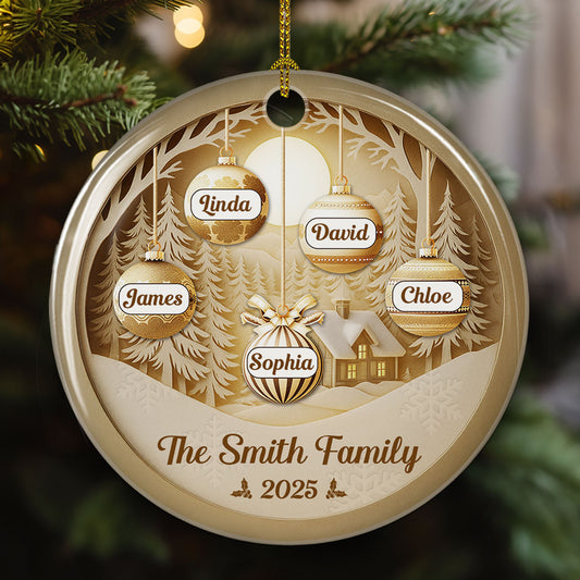 Family Christmas Golden Hour - Personalized Custom Ceramic Ornament