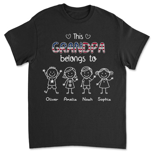 This Grandpa Belongs To Us America - Personalized Custom Shirt
