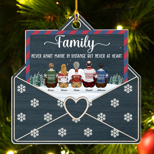 Family Never Apart Maybe In Distance But Never At Heart - Personalized Custom Acrylic Ornament