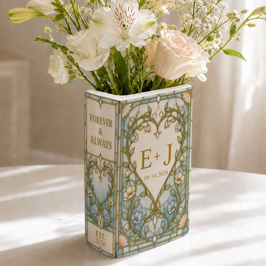 And So Our Love Story Begins - Personalized Ceramic Book Vase 