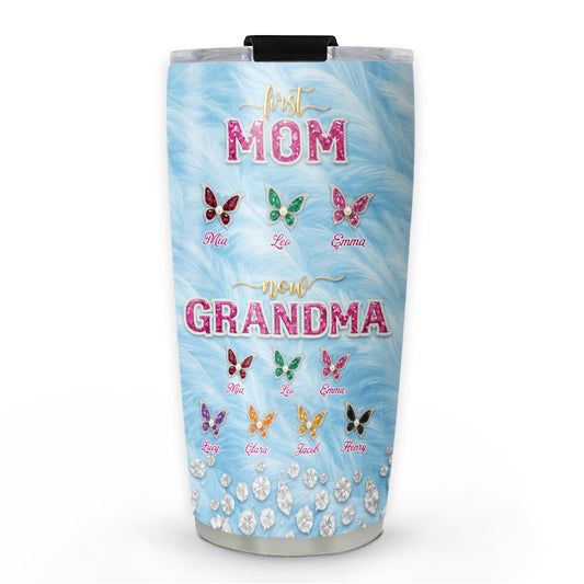 Blue Butterflies For Grandma - Personalized Custom Tumbler