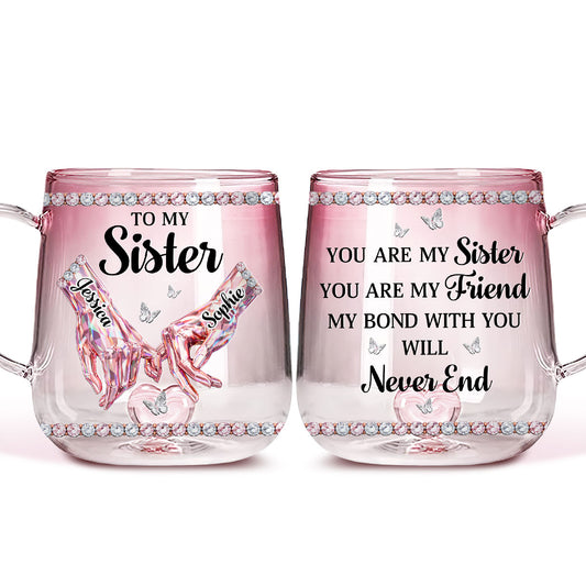 Sisters Always Stand Together - Personalized Custom Pink Gradient Glass Mug
