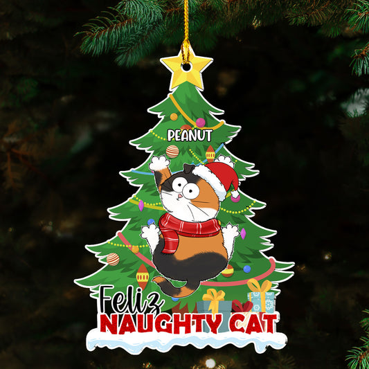 Naughty Cat Christmas - Personalized Custom Acrylic Ornament