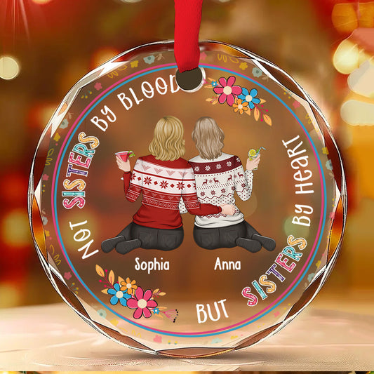 Sister By Heart - Personalized Custom Glass Ornament