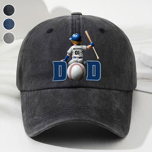 Proud Baseball Dad - Personalized Custom Vintage Washed Denim Cap