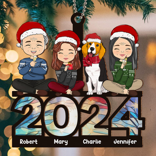 Family Sitting 2024 - Personalized Custom Suncatcher Ornament