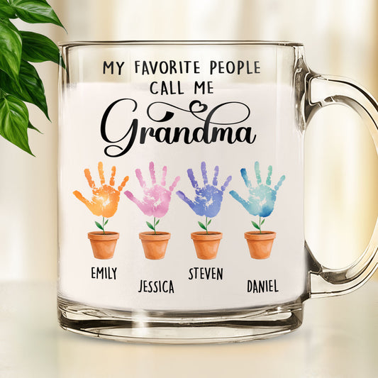 Grandma Loved By Little Hands - Personalized Custom Glass Mug
