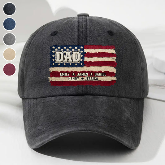 The Papa In Free - Personalized Custom Vintage Washed Denim Cap