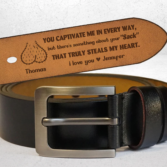 That Truly Steals My Heart - Personalized Engraved Leather Belt