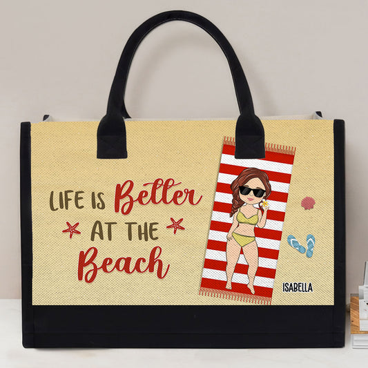 Life Is Better At The Beach Summer Vibes - Personalized Custom Canvas Tote Bag