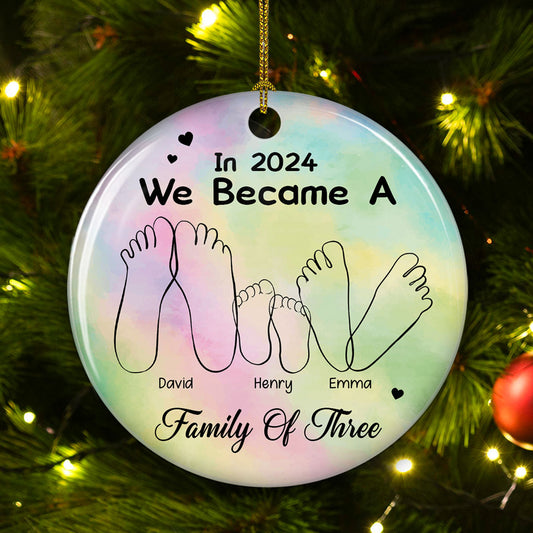 We Became A Family Of Three - Personalized Custom Ceramic Ornament