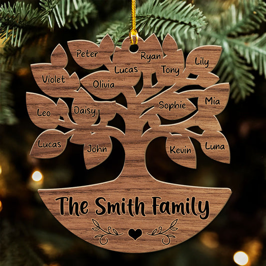 Warm Family Tree - Personalized Custom Wood Ornament