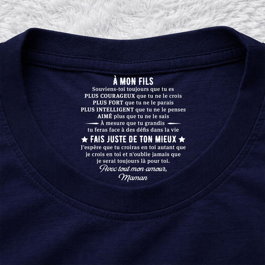 Juste Fais De Ton Mieux - T-shirt Personnalisé avec Impression à l'Intérieur du Col