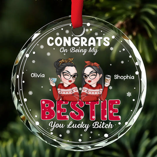 Thank You For Being My Bestie - Personalized Custom Glass Ornament