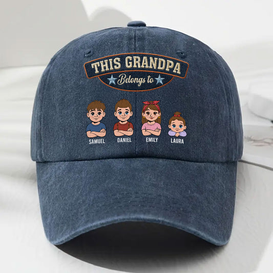 Forever My Kids - Personalized Custom Vintage Washed Denim Cap