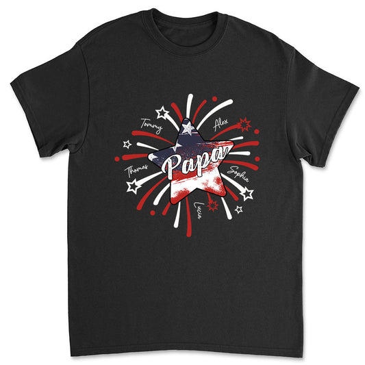 Papa & Kids Firework Star - Personalized Custom Shirt
