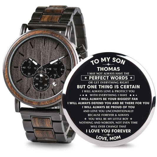 Mom To Son I Will Always - Personalized Engraved Wooden Watches GQ026