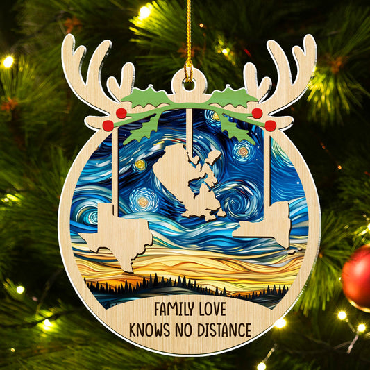 Love Between Family Knows No Distance - Personalized Custom Acrylic Ornament