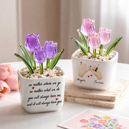 No Matter - Personalized Custom 3D Effect Glass Everlasting Tulips