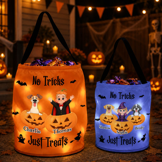 No Tricks Just Treats - Personalized Light Up Basket