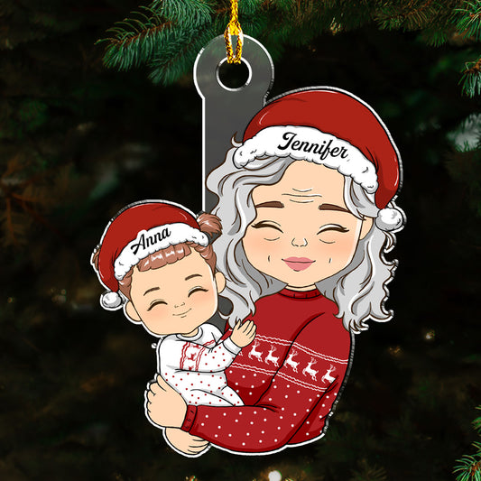 Doll Grandma Hugging Kid - Personalized Custom Acrylic Ornament