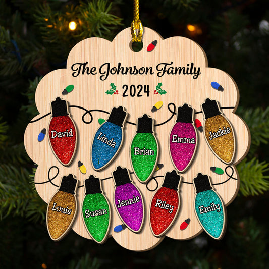 Merry Christmas My Family - Personalized Custom 2-Layered Wood Ornament