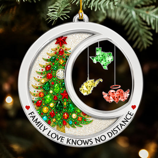 Family Love Knows No Distance Crystal Memorial - Personalized Custom Acrylic Ornament