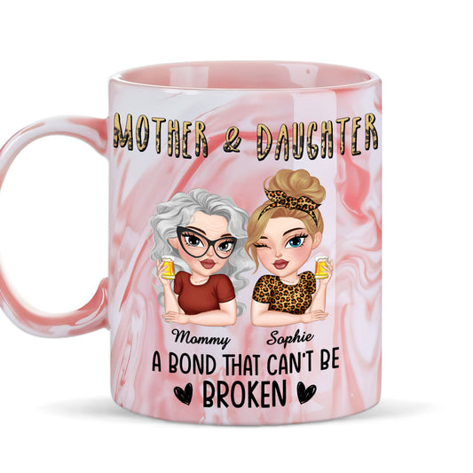 A Bond That Can't Be Broken - Personalized Custom Pink Marble Mug