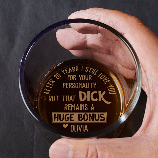 Custom Christmas Anniversary Birthday Drinkware Gifts for Husband • Hidden Huge - Personalized Whiskey Glass